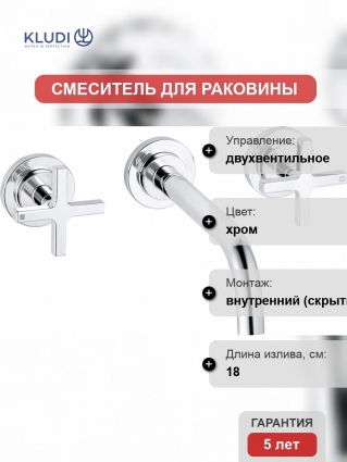 Смеситель Kludi Nova Fonte Classic 201440520 С ВНУТРЕННЕЙ ЧАСТЬЮ, для раковины