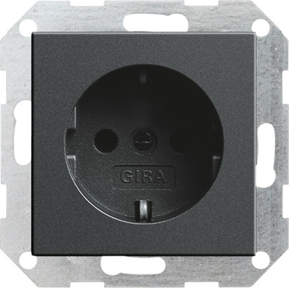 Розетка Gira System 55 Schuko с/з 16A 250V безвинтовой зажим антрацит 018828