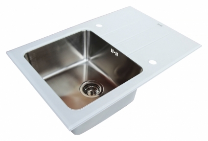 Мойка кухонная Zorg Inox Glass GL-5077-WHITE белое стекло