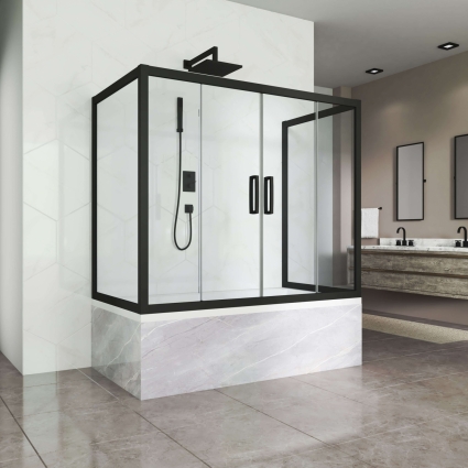 Шторка на ванну Kubele DE019P4U-CLN-BLMT 170х75 см, профиль матовый черный