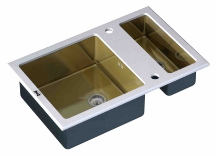 Мойка кухонная Zorg Inox Glass GL-8051-2-WHITE-BRONZE белое стекло