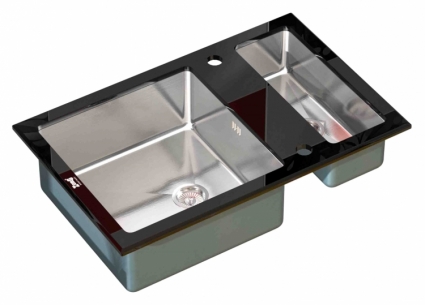 Мойка кухонная Zorg Inox Glass GL-8051-2-BLACK черное стекло