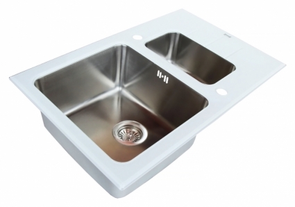 Мойка кухонная Zorg Inox Glass GL-5078-2-WHITE белое стекло