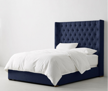 Кровать IdealBeds Zadie tufted 160х200 темно-синего цвета