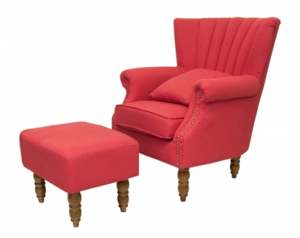 Кресло с пуфом Mak-interior Lab red