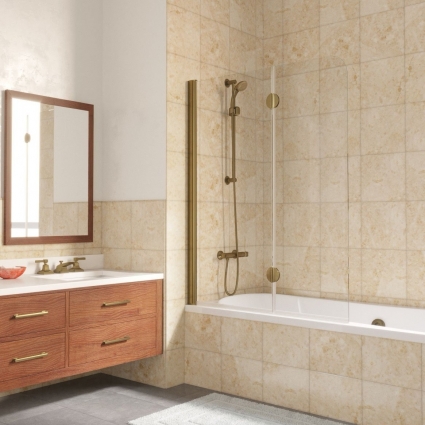 Шторка на ванну Vegas Glass E2V LUX 120 05 01 L профиль бронза, стекло прозрачное