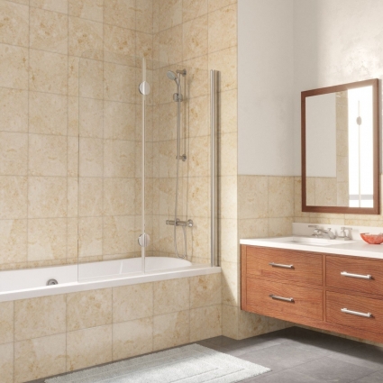 Шторка на ванну Vegas Glass E2V LUX 120 08 01 R профиль глянцевый хром, стекло прозрачное