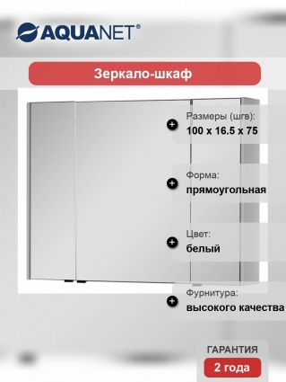 Зеркало-шкаф Aquanet Латина 100 белый