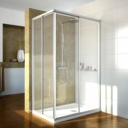Душевой уголок GuteWetter Practic Rectan GK-422 правая 100x75 см стекло бесцветное, профиль матовый хром