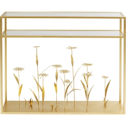 Консоль KARE DESIGN Flowers золотого цвета