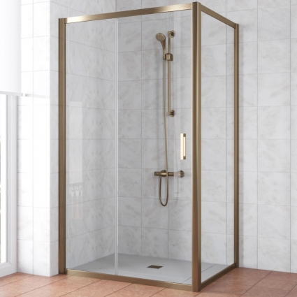 Душевой уголок Vegas Glass ZP+ZPV TUR NOVO 130*100 05 10 профиль бронза, стекло сатин