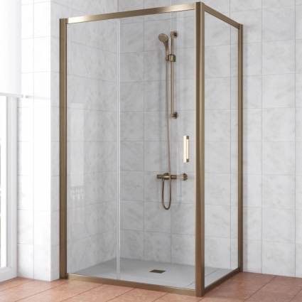 Душевой уголок Vegas Glass ZP+ZPV TUR NOVO 130*90 05 01 профиль бронза, стекло прозрачное