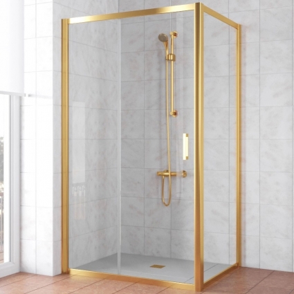 Душевой уголок Vegas Glass ZP+ZPV TUR NOVO 130*90 09 10 профиль золото, стекло сатин