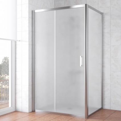 Душевой уголок Vegas Glass ZP+ZPV TUR NOVO 130*90 08 10 профиль глянцевый хром, стекло сатин