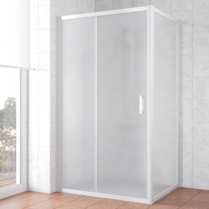 Душевой уголок Vegas Glass ZP+ZPV NOVO 130*90 01 10 профиль белый, стекло сатин