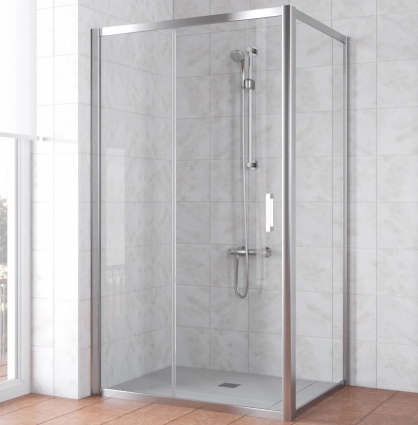 Душевой уголок Vegas Glass ZP+ZPV TUR NOVO 130*80 08 01 профиль глянцевый хром, стекло прозрачное