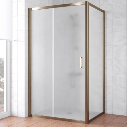 Душевой уголок Vegas Glass ZP+ZPV TUR NOVO 100*90 05 10 профиль бронза, стекло сатин
