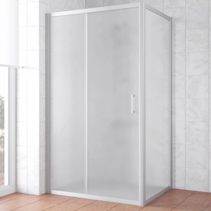 Душевой уголок Vegas Glass ZP+ZPV NOVO 100*80 07 10 профиль матовый хром, стекло сатин