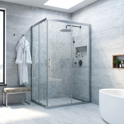Душевой уголок Vegas Glass ZA-F Novo 120*80 07 01 профиль матовый хром, стекло прозрачное