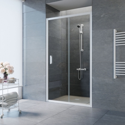 Душевая дверь в нишу Vegas Glass ZP NOVO 160 01 01 160 см, профиль белый, стекло прозрачное