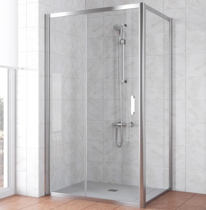 Душевой уголок Vegas Glass ZP+ZPV TUR NOVO 140*80 08 10 профиль глянцевый хром, стекло сатин