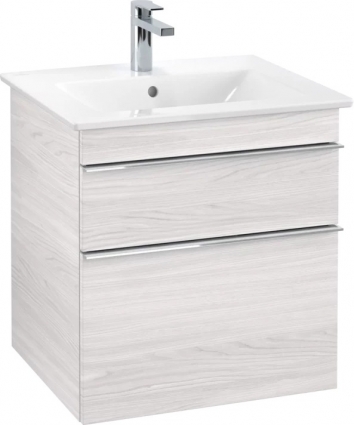 Тумба с раковиной Villeroy & Boch Venticello 55 white wood, с ручками хром