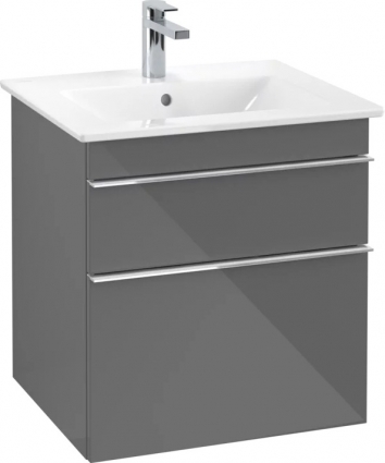 Тумба для комплекта Villeroy & Boch Venticello 55 glossy grey, с ручками хром