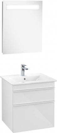 Мебель для ванной Villeroy & Boch Venticello 55 glossy white, с белыми ручками