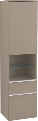 Шкаф-пенал Villeroy & Boch Venticello A95202 L, truffle grey, с белыми ручками