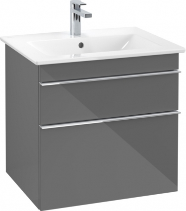 Тумба для комплекта Villeroy & Boch Venticello 60 glossy grey, с ручками хром