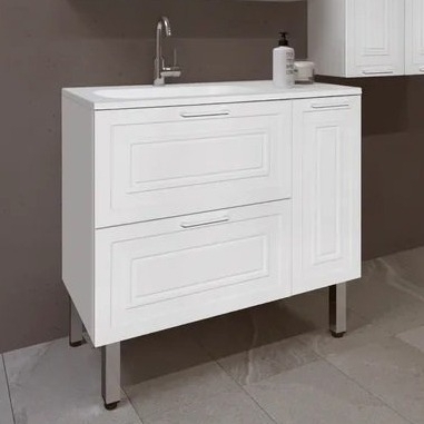 Тумба с раковиной Style Line Альба 90 L, с бельевой корзиной