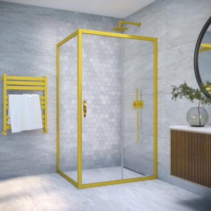 Душевой уголок Vegas Glass ZP+ZPV NOVO 125*100 03 01 профиль золото матовое, стекло прозрачное