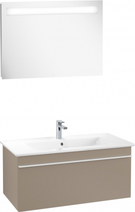 Мебель для ванной Villeroy & Boch Venticello 95 truffle grey, с белой ручкой