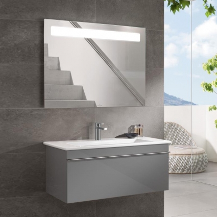 Мебель для ванной Villeroy & Boch Venticello 95 glossy grey, с ручкой хром