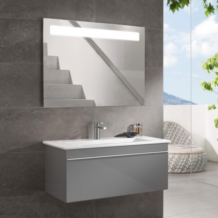 Мебель для ванной Villeroy & Boch Venticello 95 glossy grey, с белой ручкой
