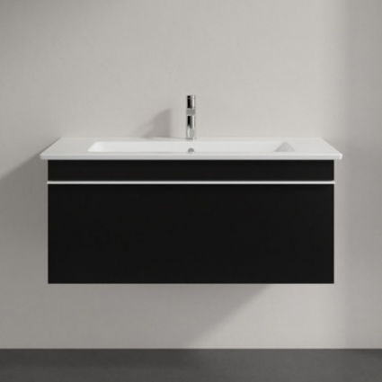Тумба для комплекта Villeroy & Boch Venticello 95 black matt lacquer, с белой ручкой