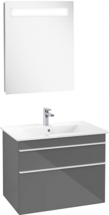 Мебель для ванной Villeroy & Boch Venticello 80 glossy grey, с белыми ручками
