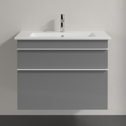 Тумба для комплекта Villeroy & Boch Venticello 80 glossy grey, с белыми ручками