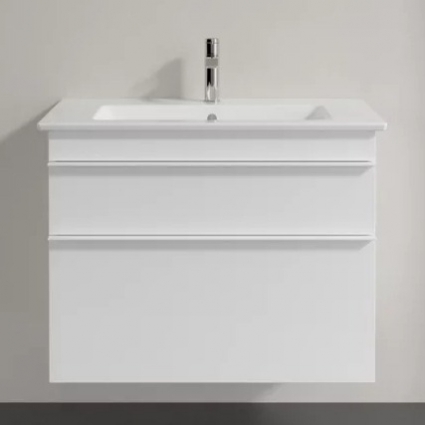 Тумба с раковиной Villeroy & Boch Venticello 80 glossy white, с белыми ручками