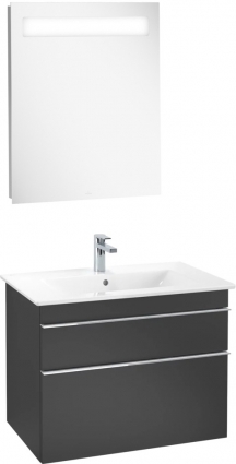 Мебель для ванной Villeroy & Boch Venticello 80 black matt lacquer, с ручками хром
