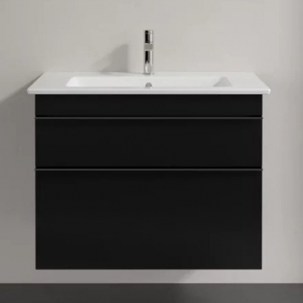 Тумба для комплекта Villeroy & Boch Venticello 80 black matt lacquer, с ручками хром