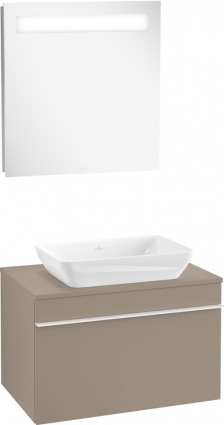 Мебель для ванной Villeroy & Boch Venticello 75 truffle grey, с белой ручкой