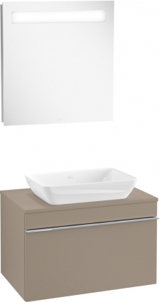 Мебель для ванной Villeroy & Boch Venticello 75 truffle grey, с ручкой хром