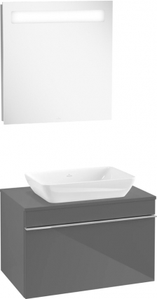 Мебель для ванной Villeroy & Boch Venticello 75 glossy grey, ручкой хром