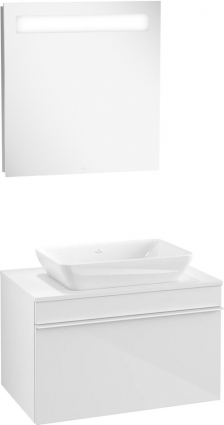 Мебель для ванной Villeroy & Boch Venticello 75 glossy white, с белой ручкой