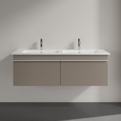 Тумба для комплекта Villeroy & Boch Venticello 125 truffle grey, с белыми ручками