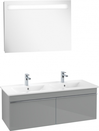 Мебель для ванной Villeroy & Boch Venticello 125 glossy grey, с ручками хром