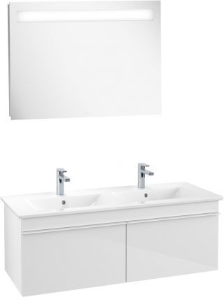 Мебель для ванной Villeroy & Boch Venticello 125 glossy white, с белыми ручками