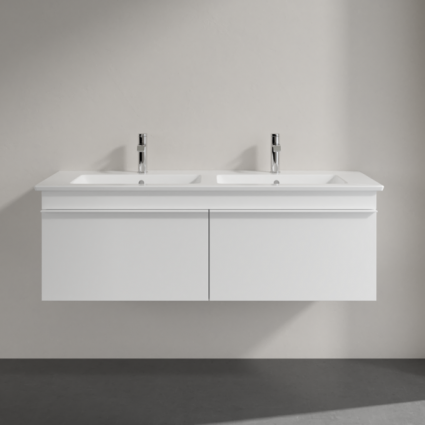 Тумба для комплекта Villeroy & Boch Venticello 125 glossy white, с белыми ручками
