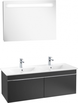 Мебель для ванной Villeroy & Boch Venticello 125 black matt lacquer, с ручками хром